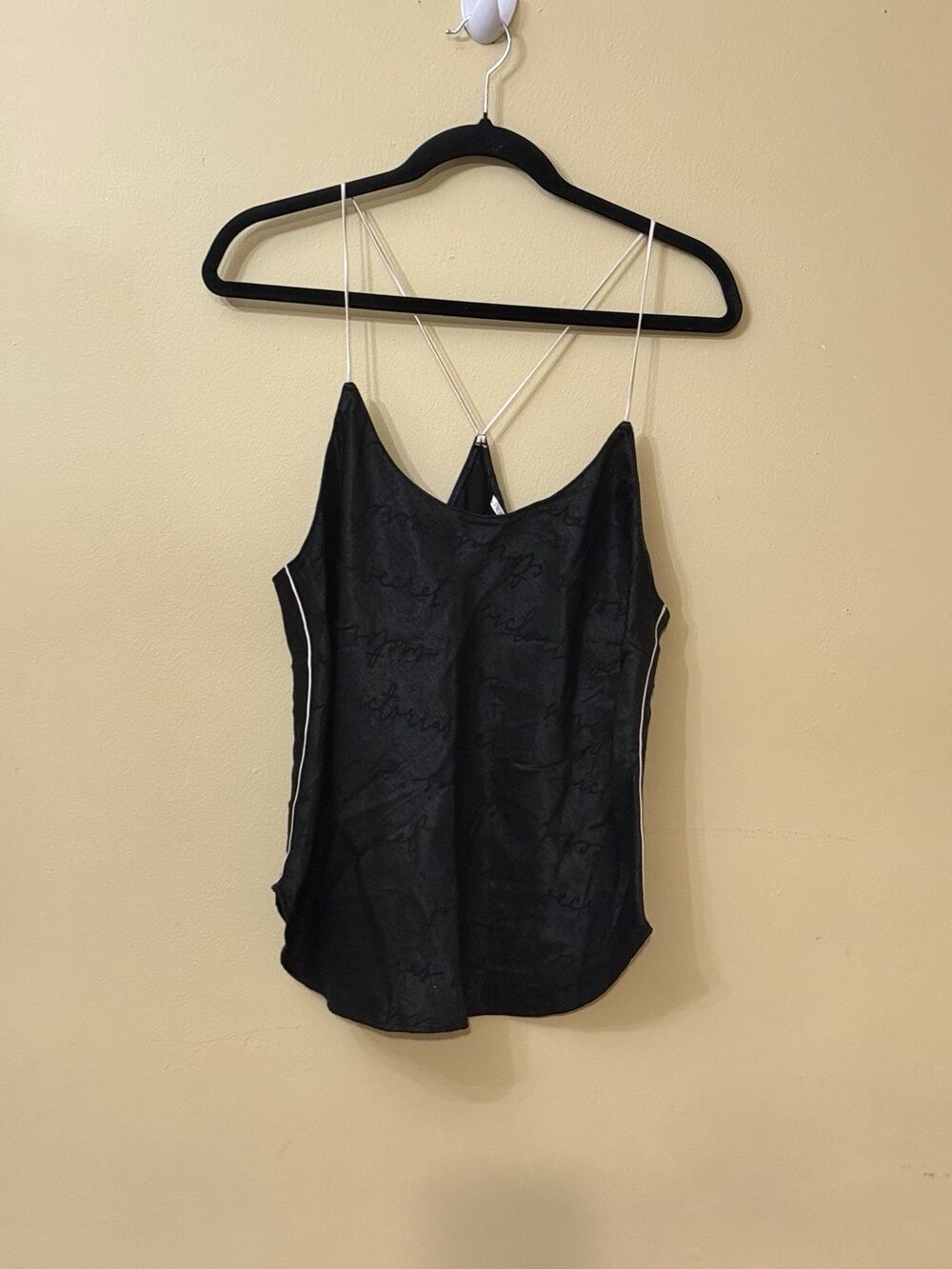 Y2K Boudoir Coquette Glam 90s Slip Chic Victorias Secret Black Satin Cami Top L